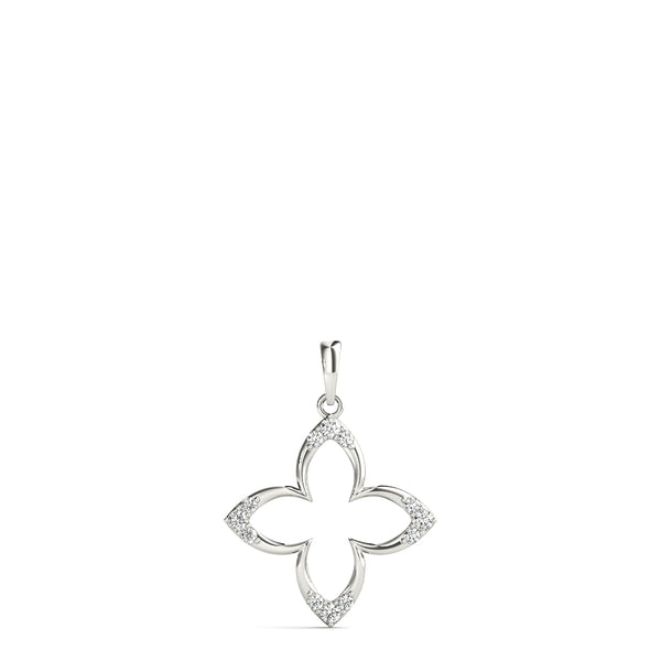 Silver Pavé Diamond Marquise Prong Pendant