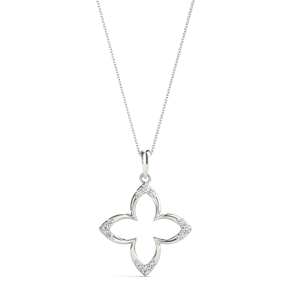 White gold Pavé Diamond Marquise Prong Pendant