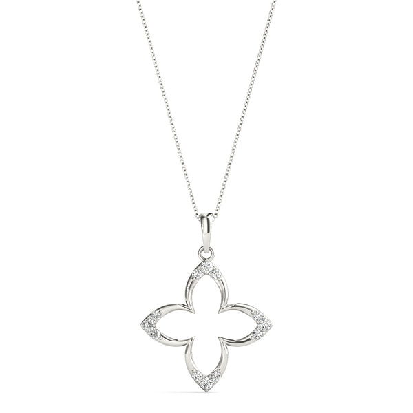 Silver Pavé Diamond Marquise Prong Pendant