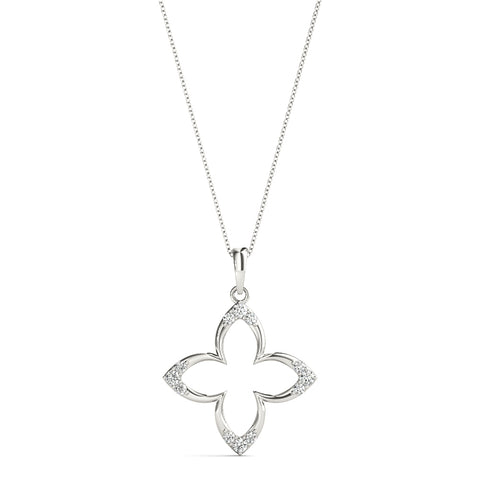 White gold Pavé Diamond Marquise Prong Pendant