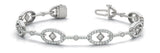 White gold Pavé Diamond Oval Link Bracelet with Round Brilliant Cut Stones and Four-Prong Setting