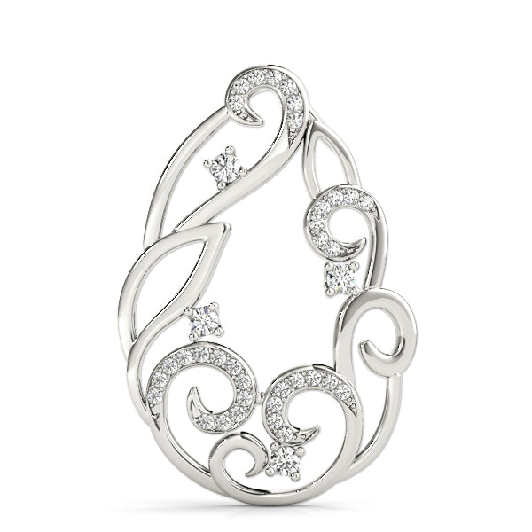 Silver Pavé Diamond Round Pendant with Four-Prong Setting