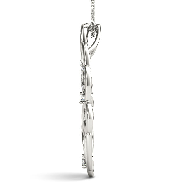 Silver Pavé Diamond Round Pendant with Four-Prong Setting