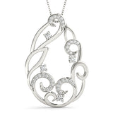 White gold Pavé Diamond Round Pendant with Four-Prong Setting