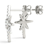 18K White Gold 2.46 Carat E VS Pavé Diamond Starburst Stud Earrings