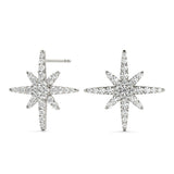 18K White Gold 2.46 Carat E VS Pavé Diamond Starburst Stud Earrings