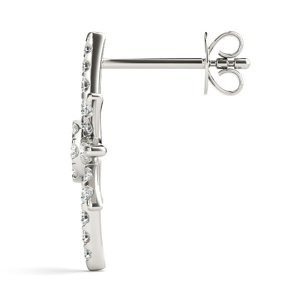Silver Pavé Diamond Starburst Stud Earrings