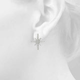 White gold Pavé Diamond Starburst Stud Earrings 4