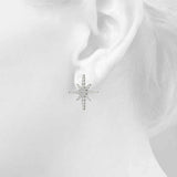 18K White Gold 2.46 Carat E VS Pavé Diamond Starburst Stud Earrings