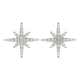 18K White Gold 2.46 Carat E VS Pavé Diamond Starburst Stud Earrings