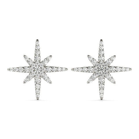 White gold Pavé Diamond Starburst Stud Earrings