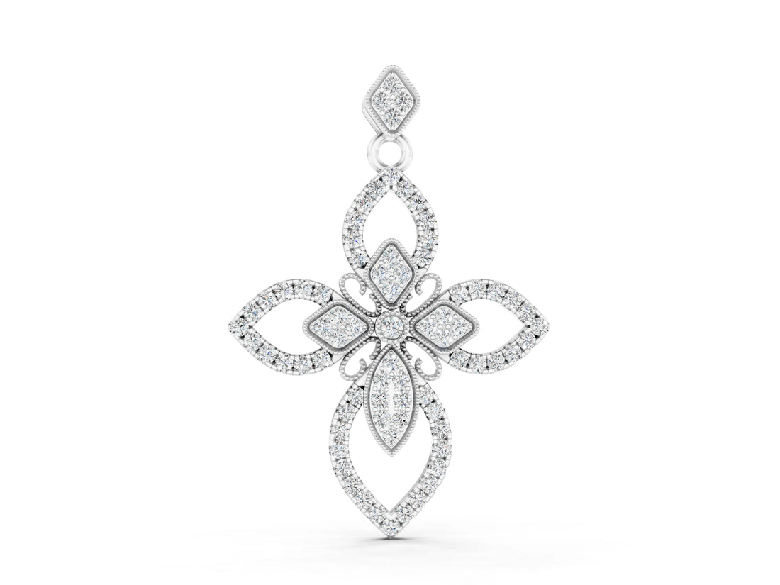 White gold Pavé Marquise Diamond Cross Pendant_31