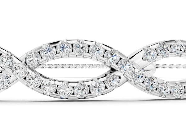 Silver Pavé Marquise Infinity Chain Bracelet with Bezel Prong Setting
