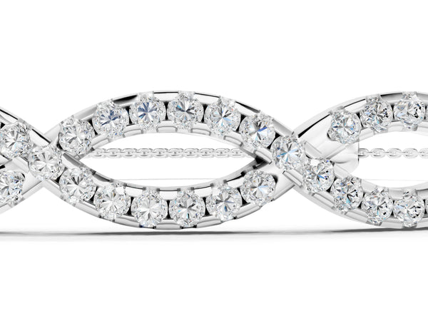 White gold Pavé Marquise Infinity Chain Bracelet with Bezel Prong Setting