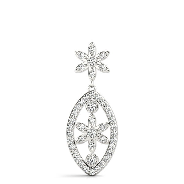 Silver Pavé Marquise Pendant with Floral Prong Setting