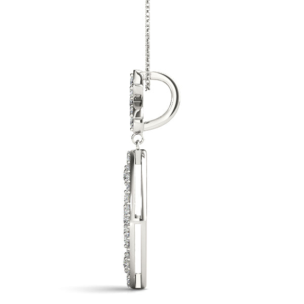 Silver Pavé Marquise Pendant with Floral Prong Setting