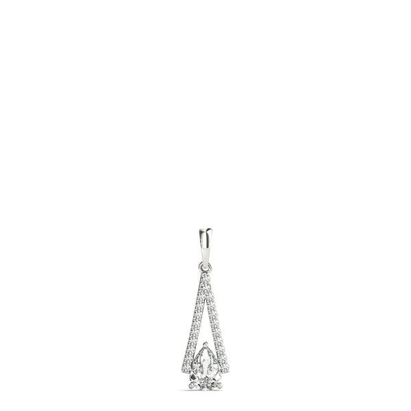 Silver Pavé Marquise Prong Pendant