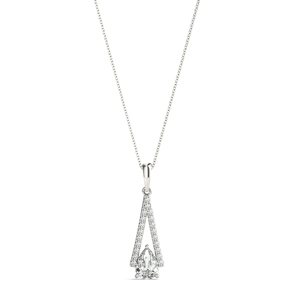 White gold Pavé Marquise Prong Pendant