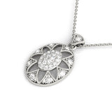 White gold Pavé Oval Milgrain Pendant 1