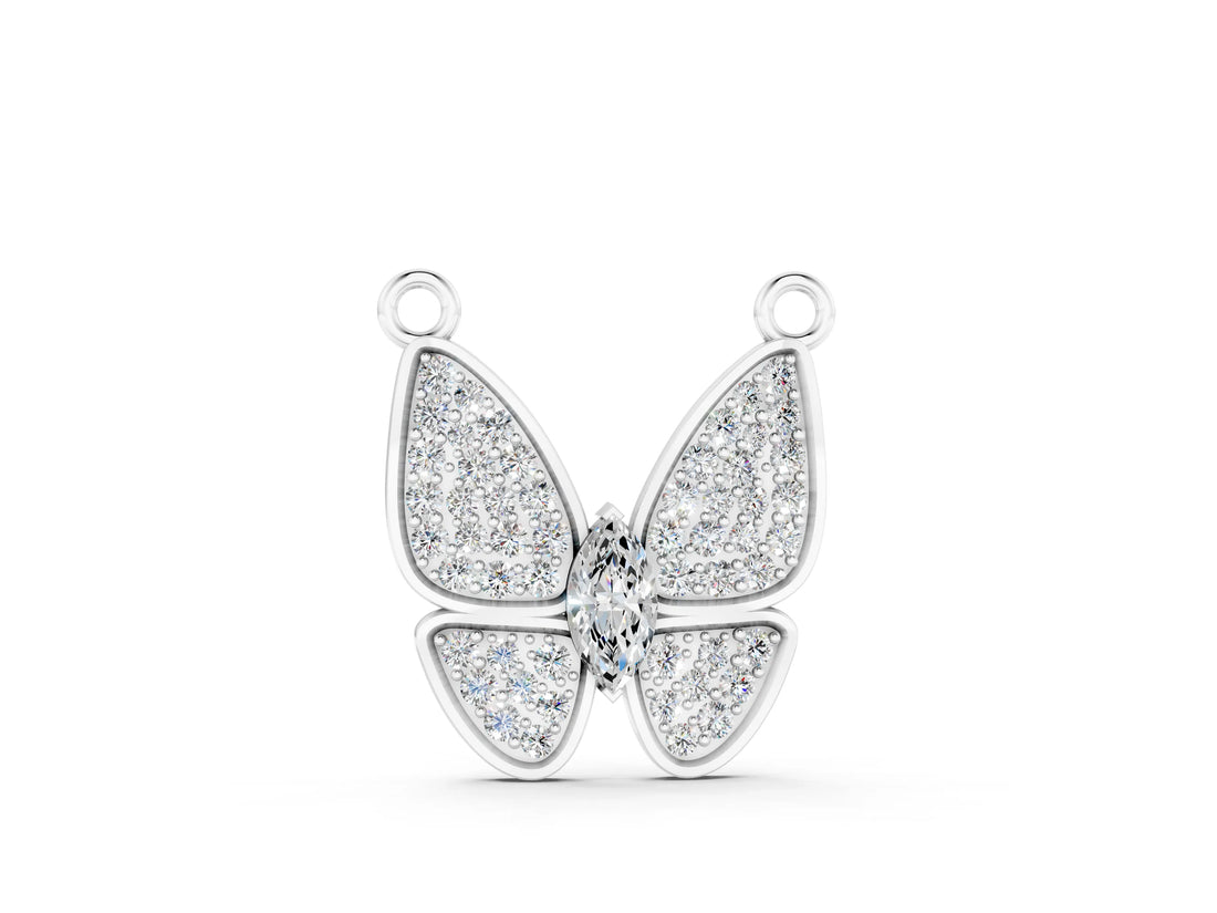 White gold Pavé Oval Prong Butterfly Pendant_18