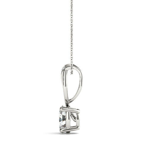 White gold Pavé Oval Solitaire Prong Pendant 2