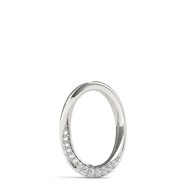 Silver Pavé Oval Twist Pendant with Round Diamonds and Prong Setting