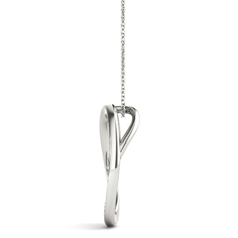 White gold Pavé Oval Twist Pendant with Round Diamonds and Prong Setting 2
