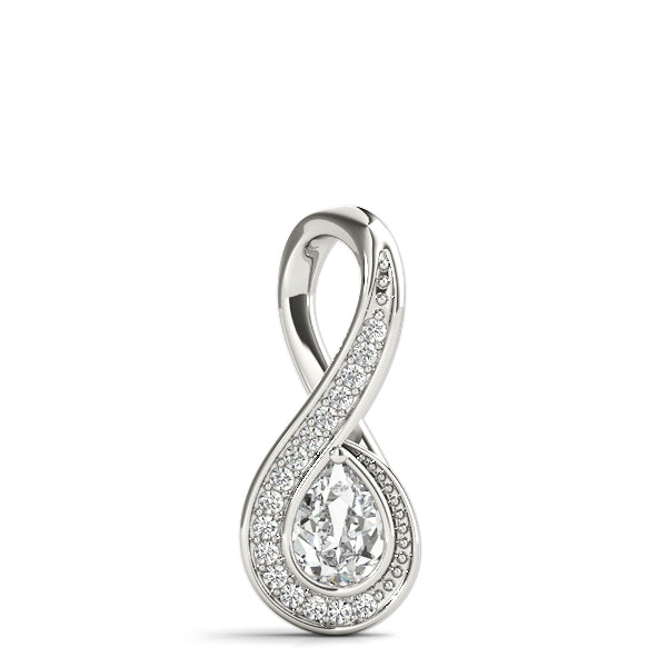 Silver Pavé Pear Prong Pendant