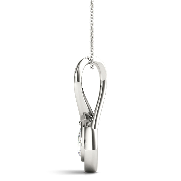 Silver Pavé Pear Prong Pendant