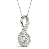 White gold Pavé Pear Prong Pendant