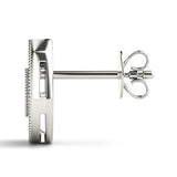 White gold Pavé Pear-Shaped Halo Stud Earrings with Milgrain Detailing 3
