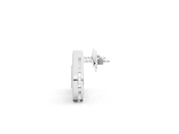 White gold Pavé Pear-Shaped Halo Stud Earrings with Milgrain Detailing