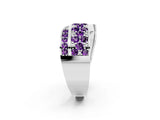 White gold Pavé Round Amethyst Crossover Band with Bead Prong Setting_8