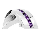 White gold Pavé Round Amethyst Crossover Band with Channel Setting_10