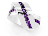 White gold Pavé Round Amethyst Crossover Band with Channel Setting_7