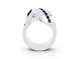 White gold Pavé Round Amethyst Crossover Band with Channel Setting_9