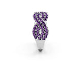 White gold Pavé Round Amethyst Infinity Twist Band with Shared Prong Setting_8