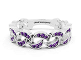 White gold Pavé Round Amethyst Interlocking Eternity Band with Bezel Prong Setting_6