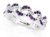 White gold Pavé Round Amethyst Interlocking Eternity Band with Bezel Prong Setting_7