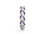 White gold Pavé Round Amethyst Interlocking Eternity Band with Bezel Prong Setting_8