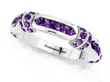 White gold Pavé Round Amethyst Link Band with Bezel Setting_19