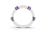 White gold Pavé Round Amethyst Link Band with Bezel Setting_21