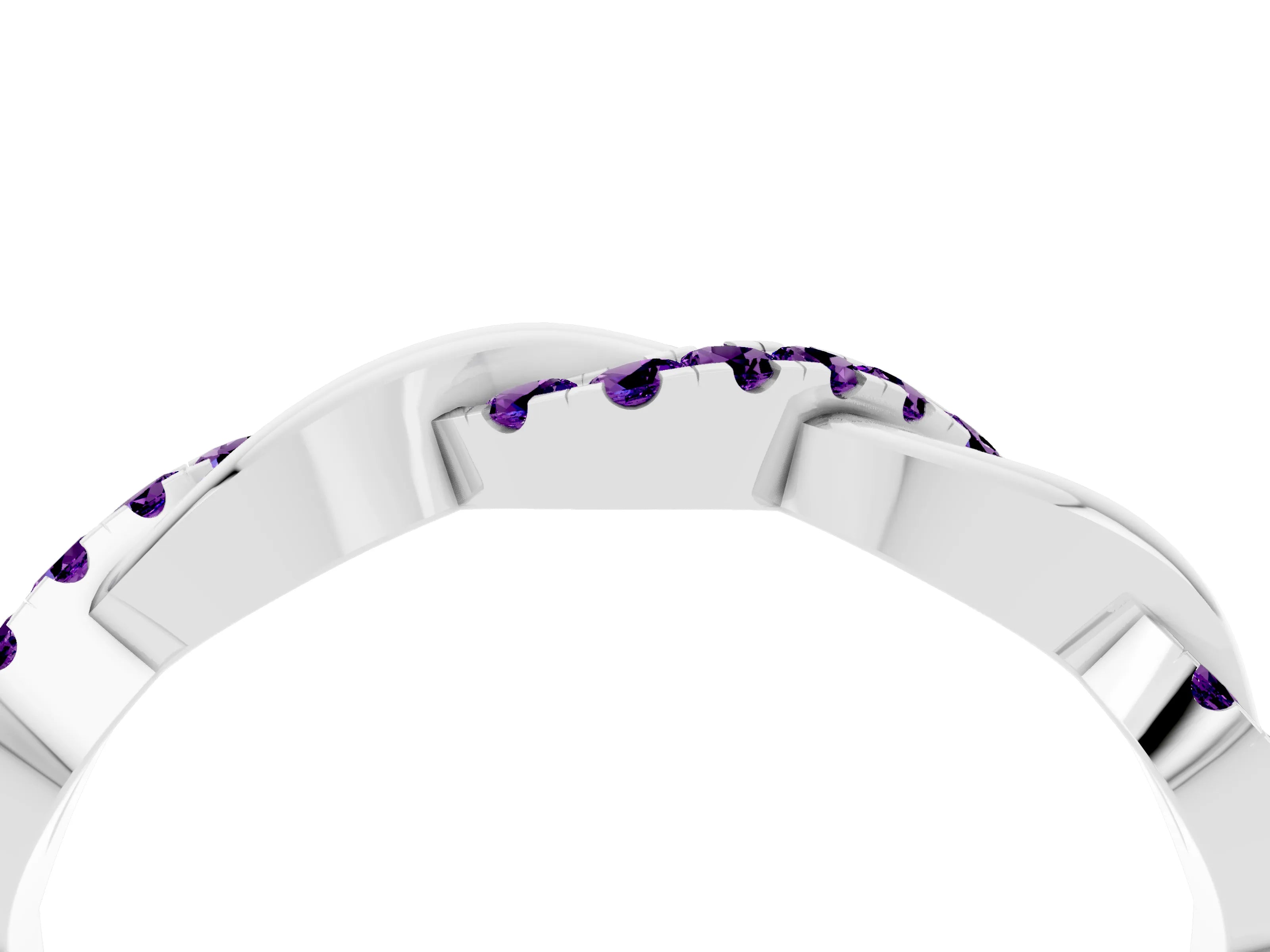 White gold Pavé Round Amethyst Twist Eternity Band with Shared Prong Setting_10
