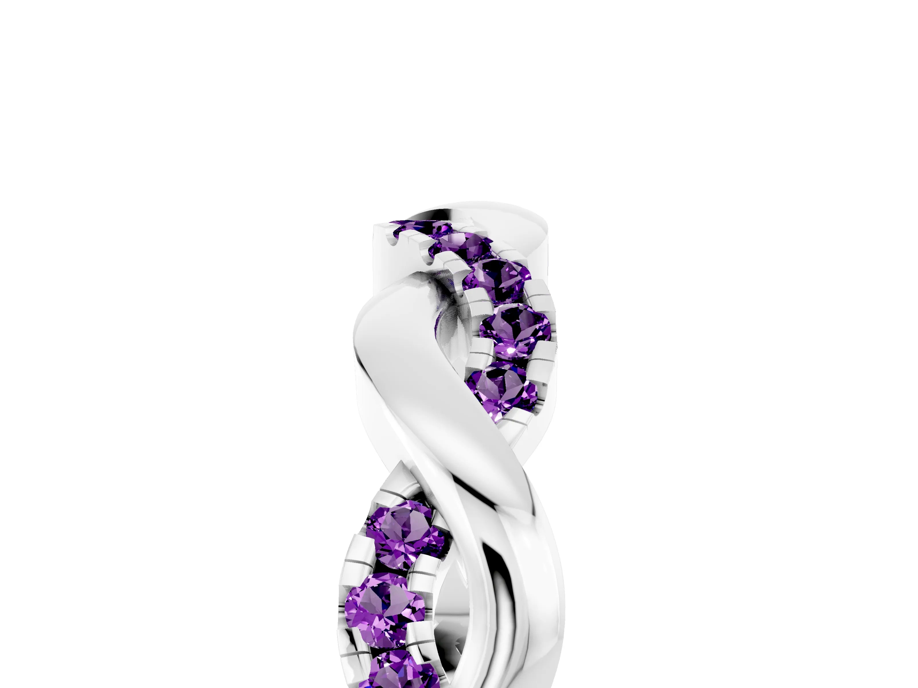 White gold Pavé Round Amethyst Twist Eternity Band with Shared Prong Setting_11