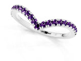 White gold Pavé Round Amethyst V-Shaped Chevron Band with Shared Prong Setting_7