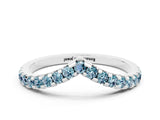 White gold Pavé Round Aquamarine Chevron Band with Shared Prong Setting_6