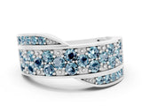 White gold Pavé Round Aquamarine Crossover Band with Bead Prong Setting_6
