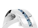 White gold Pavé Round Aquamarine Crossover Band with Channel Setting_10