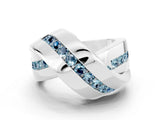 White gold Pavé Round Aquamarine Crossover Band with Channel Setting_6