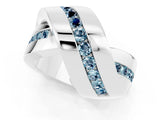 White gold Pavé Round Aquamarine Crossover Band with Channel Setting_7
